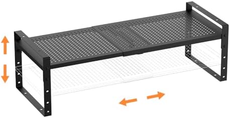 Multi-Functional Metal Shoe Rack,Expandable Adjustable Stackable Kitchen Organizer,Metal Shelf risers for cabinets, Kitchens and Closet, Bathroom(1Pack/Black/Medium) by Ipotivespaceorganization