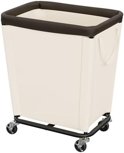 StorageWorks Laundry Hamper with Wheels, 210L Rolling Beige Basket by StorageWorks