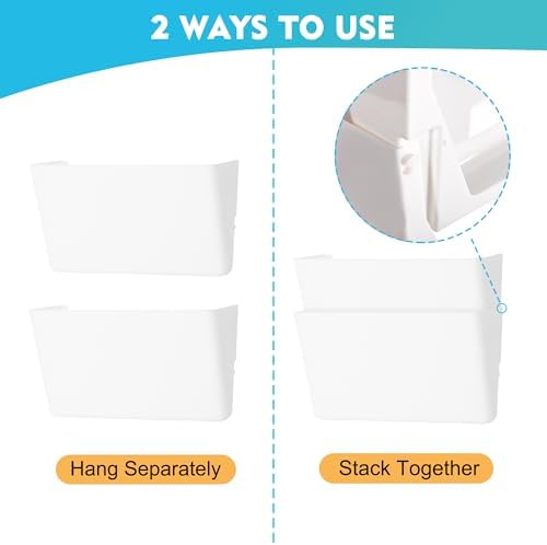 EASEPRES 6 Pack White Plastic Single Pocket Hanging File Organizer, Wall Mount Paper Mails Magazines Holder, Mounted Folder Bins for Office School and Home, 12.99x4.13x7.48 inches - Image 3