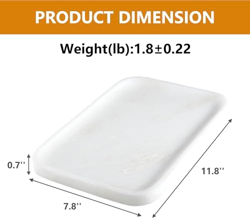 Karibiber Vanity Tray, 11.8inch Marble Bathroom Tray for Countertop, White Marble Bathroom Dresser, Stone Serving Tray for Kitchen Counter, Storage Organizer for Decor, Perfume, Jewelry - Image 5