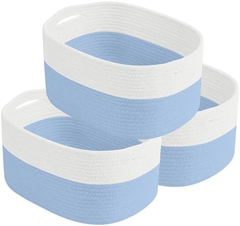 ECDYQXVU 15x10x9 Inch Woven Cotton Rope Storage Basket, 3 Pack by ECDYQXVU