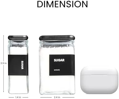 APT 1101 Glass Storage Jars with Bamboo Lid, glass canisters with airtight lids, Clear jars with lids for Spice, Cookie, Candy, Tea, Coffee Bean and Rice (Black, 4oz, set of 12) - Image 2