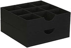 Household Essentials Drawer Organizer Tray with Fabric Cover and 9 Square Compartments, Black, Set of 2 - Image 5