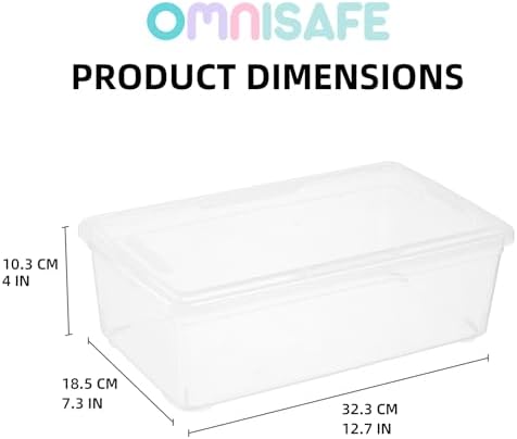 Stackable Plastic Storage Shoebox, BPA-Free Nestable Container with Latching Lid to Organize Shoes, See-Through Box for Home and Office, Multi-Purpose Clear Bins (12 Pack 6 Quart) - Image 2