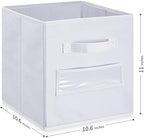 Fabric storage cubes (Set of 10) 11 Inch Cube Storage Bin, cube storage with 8 Labels Window Cards & a Pen, Foldable cube organizer bins, 11x11 storage bin, Cubby Organizer bins, White - Image 3