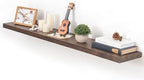 Fun Memories Floating Shelves for Wall, 48"x9.3" Rustic Solid Elm Wood Wall Shelves, Heavy-Duty Mounted Shelves with Invisible Brackets for Living Room, Bedroom, Kitchen, Walnut Finish by FunMemories