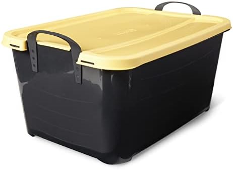 Life Story 18 Pack Stackable Storage Bin, 55 Qt Organizer, Black/Yellow by LifeStory