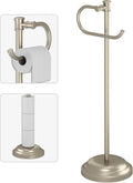 BESy Toilet Paper Holder Floor Stand, Bathroom Freestanding Nickel by BESy