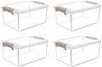 Citylife 4 Packs Small Storage Bins with Lids 3.2 QT Plastic Storage Containers for Organizing Stackable Clear Storage Boxes by CITYLIFEHomeOrganization
