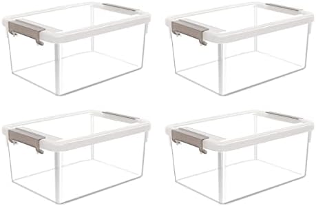 Citylife 4 Packs Small Storage Bins with Lids 3.2 QT Plastic Storage Containers for Organizing Stackable Clear Storage Boxes by CITYLIFEHomeOrganization