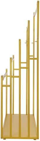 5-Tier Floor Standing Scarf Display Stand, Metal Freestanding Scarf Rack, Towel Hijab Pants Belts Ties Hanging Rack Holder Organizer for Commercial Clothing Retail Store, Gold - Image 4