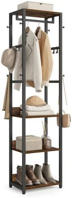 VASAGLE Freestanding Coat Rack, Hall Tree with Shelves, Steel Frame by VASAGLEbySONGMICSHOME