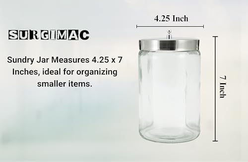 SurgiMac Glass Sundry Jar with Lid, 4.25 x 7 inch, Clear Storage Container, Compact & Durable, for Cotton Balls & Supplies | 6 Count - Image 4