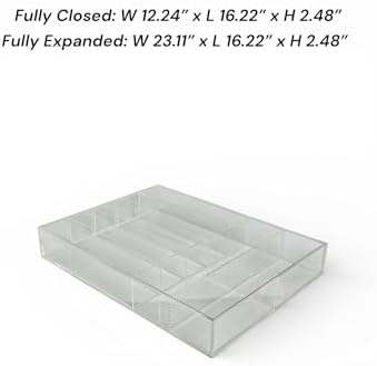 Neatly You Expandable Acrylic Drawer Organizer (12–23in) with Built-In Compartments – Modular Clear Storage Tray for Kitchen, Bathroom, Vanity, Dresser & Desk Drawers - Image 3
