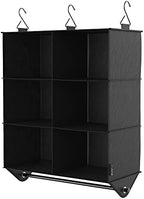 ClosetMaid 6-Shelf Fabric Hanging Closet Organizer with Garment Rod for Shirts, Sweaters, Pants, Hats, Shoes, Purses with Charcoal Black Finish - Image 2