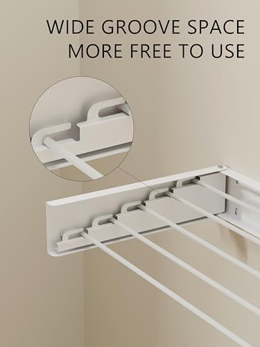 JOOM Wall Mounted Clothes Drying Rack,31.5 Inch Foldable Rack,White,Poles - Image 7