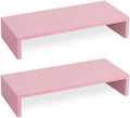 TEAMIX 2 Pack Pink Monitor Riser-20L inch, Cute Monitor Stand for Desk, Wood Sturdy TV/Screen/PC/Printer/Laptop Riser, Computer Shelf with Storage Desktop Organizer for Home Office by TEAMIX