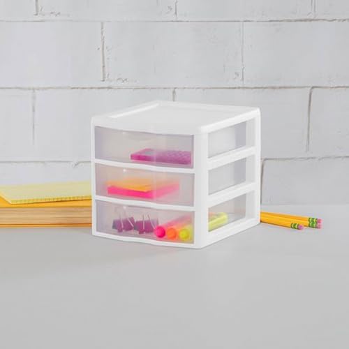 Sterilite Clearview Plastic Multipurpose Small 3 Drawer Desktop Storage Organization Unit for Home, Classrooms, or Office Spaces, White, (Pack of 6) - Image 6