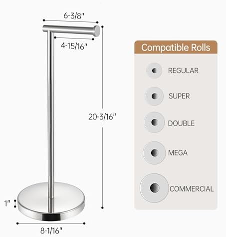 KES Freestanding Toilet Paper Holder with Weighted Base, Polished Silver - Image 6