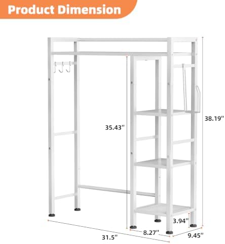 Over The Toilet Storage with Side Rack, 4-Tier Over Toilet Storage Rack with Thick Wood Top Shelf & 3 Small Side Shelves, Freestanding Bathroom Organizer for Bathroom, Laundry, Balcony (White) - Image 2