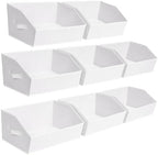 Homsorout Closet Baskets for Shelves - Decorative Storage Baskets with Handle, Trapezoid Closet Bins for Organization, Shelf Storage Bins for Clothes, Books, Home, Office, 8 Pack, White by Homsorout