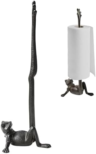 Black Cast Iron Paper Towel Holder Countertop, Frog Leg Toilet Paper Holder Stand, Stable & Durable, Cute Funny Animal Rustic Decor Paper Roll Holder for Bathroom & Kitchen by Jeonz