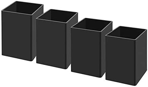 NIUBEE Black Acrylic Pen Holder 4 Pack, Desktop Pencil Cup Stationery Organizer for Office Desk Accessory by NIUBEE