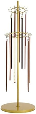 66 Inch Tall Tie Rack Belt Display Shelf, Floor Standing Belt Hanger 2 Tier Retail Scarf Stand Jewelry Necklaces Organizer Shawls Purse Shelf for Clothing Store Home (Gold) by Unknown