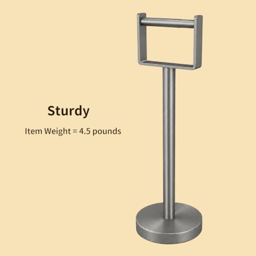 YUMORE Toilet Paper Holder Stand, Extra-Weighted Base, Brushed Graphite - Image 5