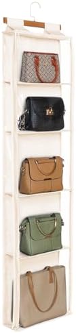 Syeeiex Over the Door Purse Organizer with Zippers, 5 Mesh Shelves, Beige by syeeiex