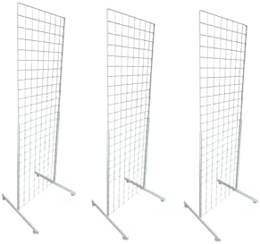 Only Hangers Heavy Duty 2' x 5.5' Gridwall Art Display Panel with EZ Slide-On Grid Legs - No Hardware or Tools Required - No Screws, Nuts, or Washers. (White Set of 3) by Only+Hangers
