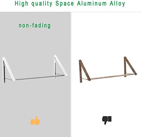 Laundry Room Drying Rack Wall Mounted Clothes Hanger Folding Wall Coat Racks Aluminum Home Storage Organiser Space Savers White 2 Rakcs with Rod - Image 4