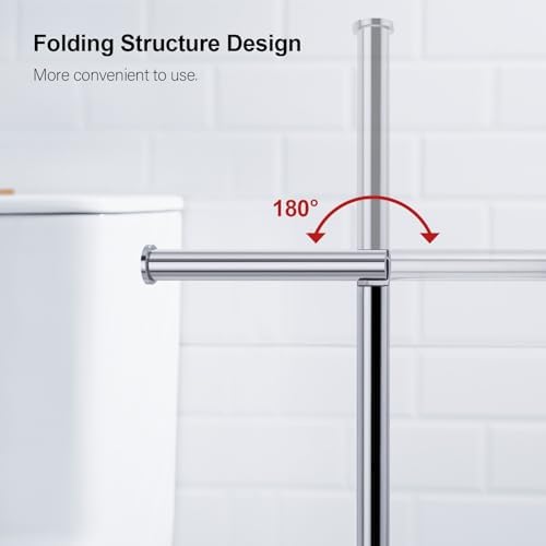 BAGNOLUX Bathroom Toilet Paper Holder Stand with Reserve, SUS304 Stainless Steel Rustproof Pedestal Tissue Roll Holder Heavy Duty, Polished Chrome - Image 4