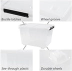 Farmoon 4 Pack 30 Quart Plastic Latching Storage Box Bin with Wheels, Clear - Image 6