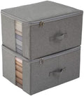Closet Storage Containers with Clear window - 600D Cationic Fabric, Clothing, Blanket, Comforters Organizer (L (17.7x13.7x9.8in) for 20-25 T-shirts, Light grey) by CANFODUS