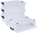 20 Quart Stackable Clear Plastic Under Bed Bins with Lid, Set of 4 by Lesbin