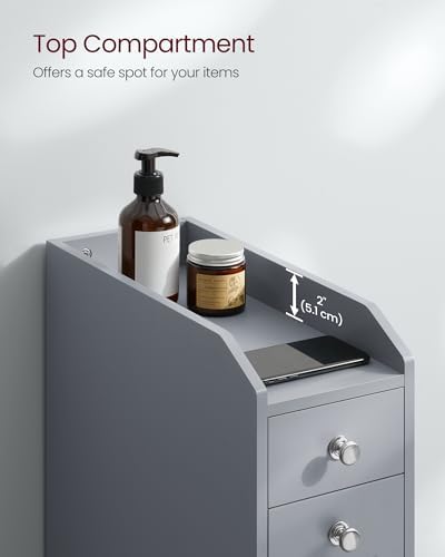 VASAGLE Small Bathroom Storage Cabinet, with Slide Out Drawers，Dove Gray - Image 6