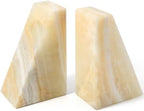Marble Bookend for Heavy Books, Decorative Bookends for Shelves, Durable and Heavy-Duty Book End for Hardback Book & CDS, Unique Stopper & Holder, Green Onyx, Set of 2 by Karibiber