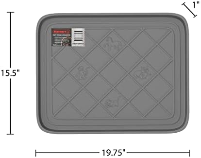 All Weather Boot Tray – Water Resistant Plastic Utility Diamond Pattern Shoe Mat – Indoor or Outdoor Doormats for All Season Use by Stalwart (Gray) - Image 3