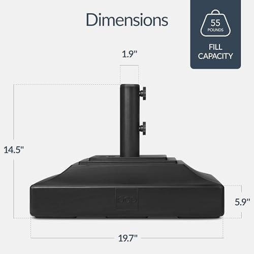 Best Choice Products Fillable Umbrella Base Stand Pyramid Design Plastic Patio Umbrella Base Stand, Pole Holder for Outdoor, Lawn w/ 55lbs Weight Capacity, Adjustment Knob - Black - Image 2