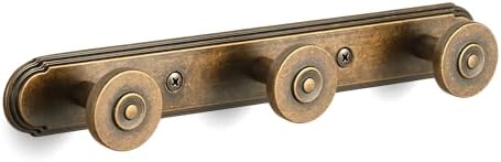 Coat Rack Wall Mounted, Antique Brass Zinc Alloy with 3 Hooks by Deuschwer