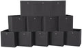Foldable Storage Cubes Bins ,11 Inch Cloth Storage Cube Fabric Storage Box Cubes Organizer Baskets with Handles for Home Organizer Set of 12 (Black) by NieEnjoy