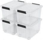4-Pack 50 Quart Plastic Storage Bins Wheels & Latching Lids by Xeabia