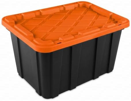 Sterilite 18 Pack 27 Gal Industrial Storage Tote with Snap Fit Lids, Orange - Image 2