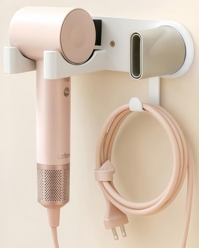 Hair Dryer Holder Wall Mounted, Hair Dryer Organizer Self Adhesive Compatible with Dyson Blow Dryer Holder Aluminum BlowDryer Holder Wall Mounted for Bathroom White by Chochoyah