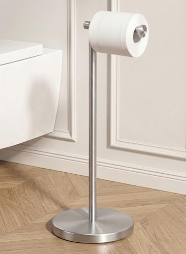 KES Toilet Paper Holder Stand SUS 304 Stainless Steel Rustproof Pedestal Lavatory Tissue Roll Holder Floor Stand Modern Brushed Nickel Finish, BPH283S1-2 by KES