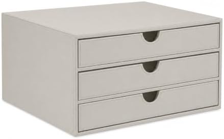 UnionBasic Document Organizer, 3-Drawer File Cabinet Document Storage Box, Office Desktop Filing Organizer, Feather Gray by UnionBasic