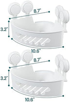 TAILI Suction Corner Shower Caddy, Bathroom Shelf Storage Basket Wall Mounted Organizer for Shampoo, Conditioner, Plastic Rack for Kitchen&Bathroom, Drill-Free Removable (2 Pack) - Image 6