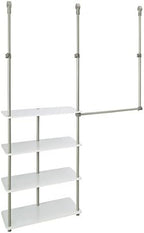 ClosetMaid® Maximizer™ Closet Accessory, Add Adjustable Storage Space, 4 Shelves, Double Hang Rod, Tool Free, Add On Unit, White by Unknown