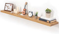 Fun Memories Floating Shelves for Wall, 55"x9.3" Rustic Solid Elm Wood Shelves, Heavy-Duty Wall Mounted Shelves with Invisible Brackets for Living Room, Bedroom, Kitchen, Natural Finish by FunMemories